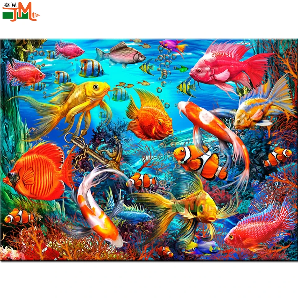 

5D Diamond Painting Fish Sea landscape Full Square Round Drill Diamond Embroidery Marine Life Diamond Mosaic Home Handmade Gift