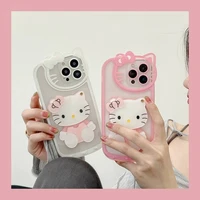 bandai creative handmade 3d hello kitty rotating makeup mirror phone case for iphone x xr xs 7 8 plus 11 12 13 pro max 13mini