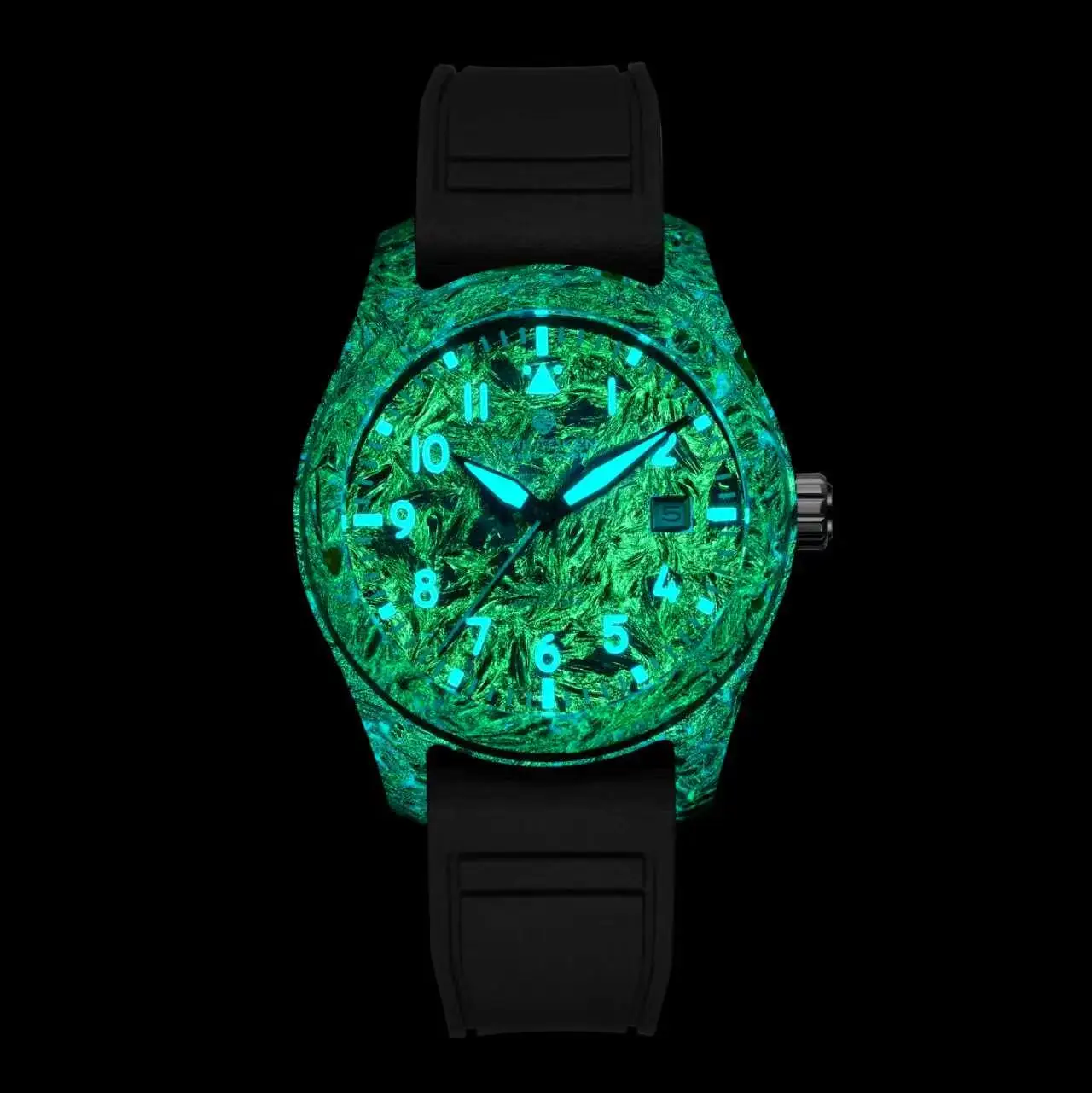 Фото Мужские автоматические механические часы TIME TOKEN с корпусом из карбона, светящимся календарем, водонепроницаемостью 10 бар, часы для дайвинга T537 №4