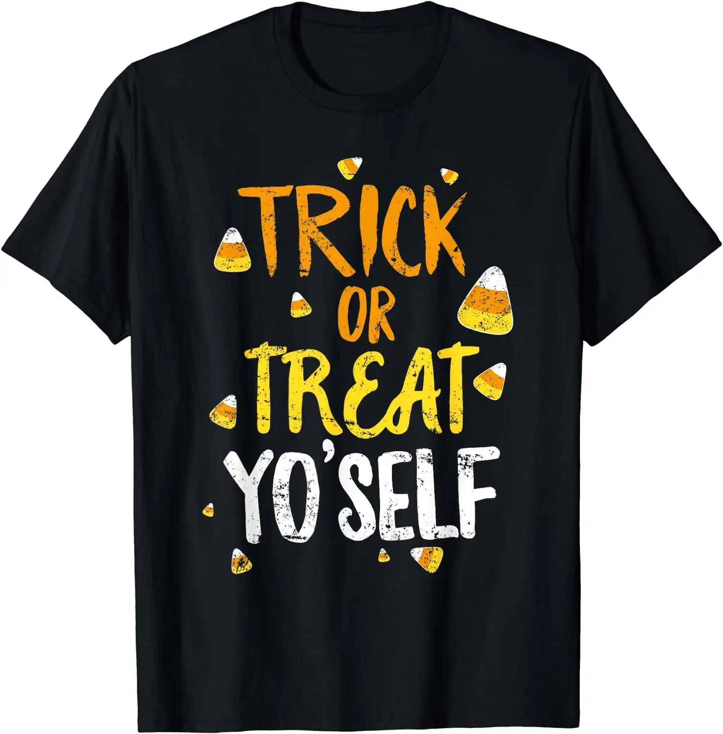 

Trick or Treat Yo'self Halloween T-Shirt Funny Candy Corn Men Clothing Graphic T Shirts for Men Women Casual Cotton Daily Tees