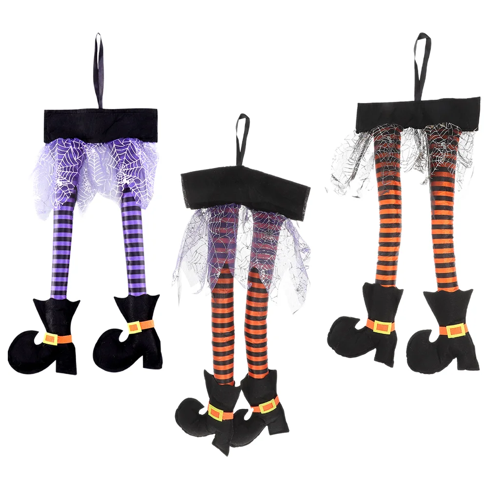 

Spider Web Witch Legs Hanging Ornament Halloween Decorative Props Novelty Decoration