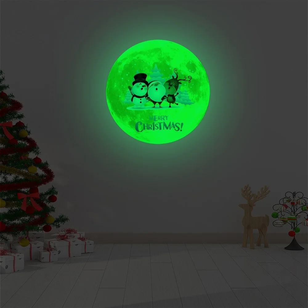 

Christmas luminous wall stickers snowman Santa Claus background wall children's room decorative wall stickers