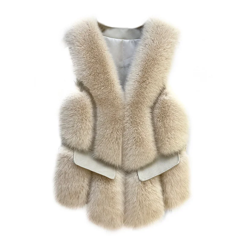 Autumn and Winter New Faux Fur Vest Women's Short Stitching Fox Fur Fur Vest Fur Vest