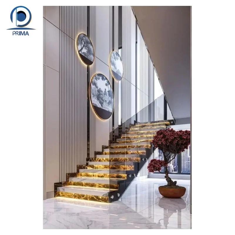 Лестница Custom.Optima Modern Luxury: современная роскошная внутренняя лестница с прямым спуском, ступеньки из американского дуба, деревянная лестница. (art.: 3920db5e72afa) - 3920db5e72afa