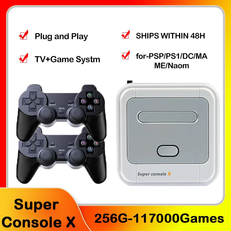 

With 90000+Games For PSP/PS1/MD/N64 WiFi Super Console X Built-in 80 Emulators Video Game Console Support HD Out Retro Game Box
