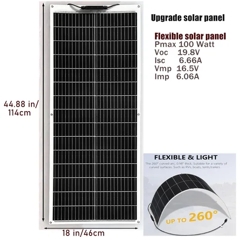 Solar Panel Solar cell Солнечная панель 100 Вт, 2 шт., 4 шт., 10 шт., гибкая, монокристаллическая, для зарядки солнечных батарей 12 В, 24 В, для использования в машине, на яхте