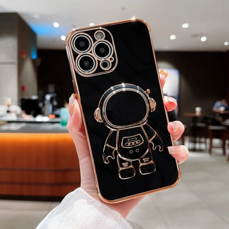 

Luxury Astronaut Phone Case For iphone 13 12 Mini 11 14 Pro Max XR X XS Max 7 8 Plus SE 2020 Shockproof Silicone Kickstand Cover