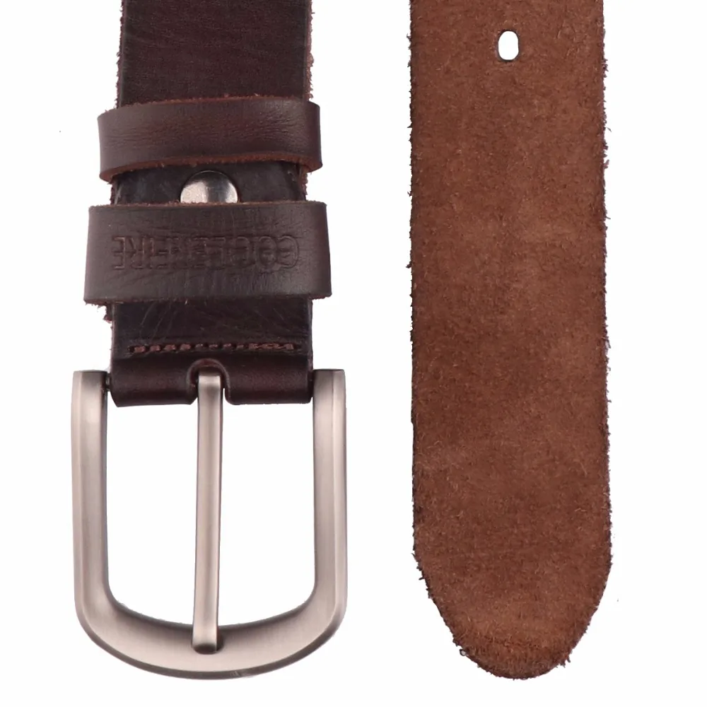 Genuine Leather Belts For Man Full Grain 100% Real Genuine Cowskin Cowhide Belts For Men High Quality Brown Working Belt TM050
