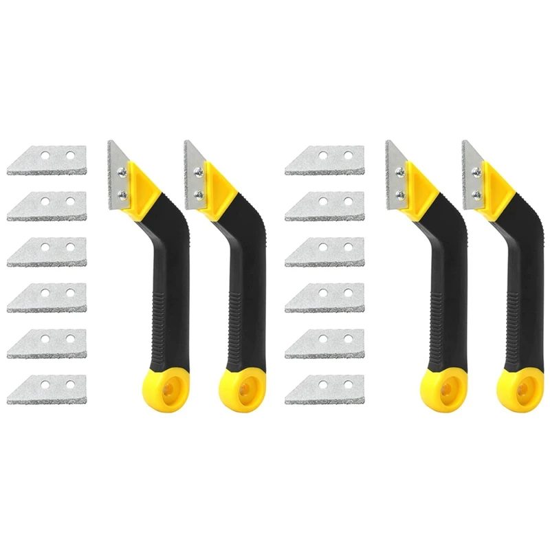 4 Pcs 8-Inch Angled Grout Hand Saw Tile Grout Saw Grout Removal Tool Diamond Surface Blades For Tile Grout Cleaning