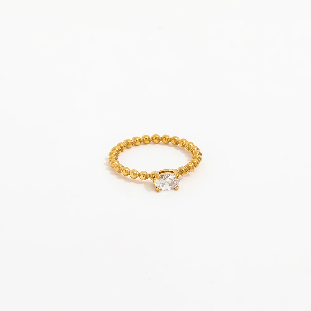 Женское кольцо из нержавеющей стали с квадратным и овальным цирконием