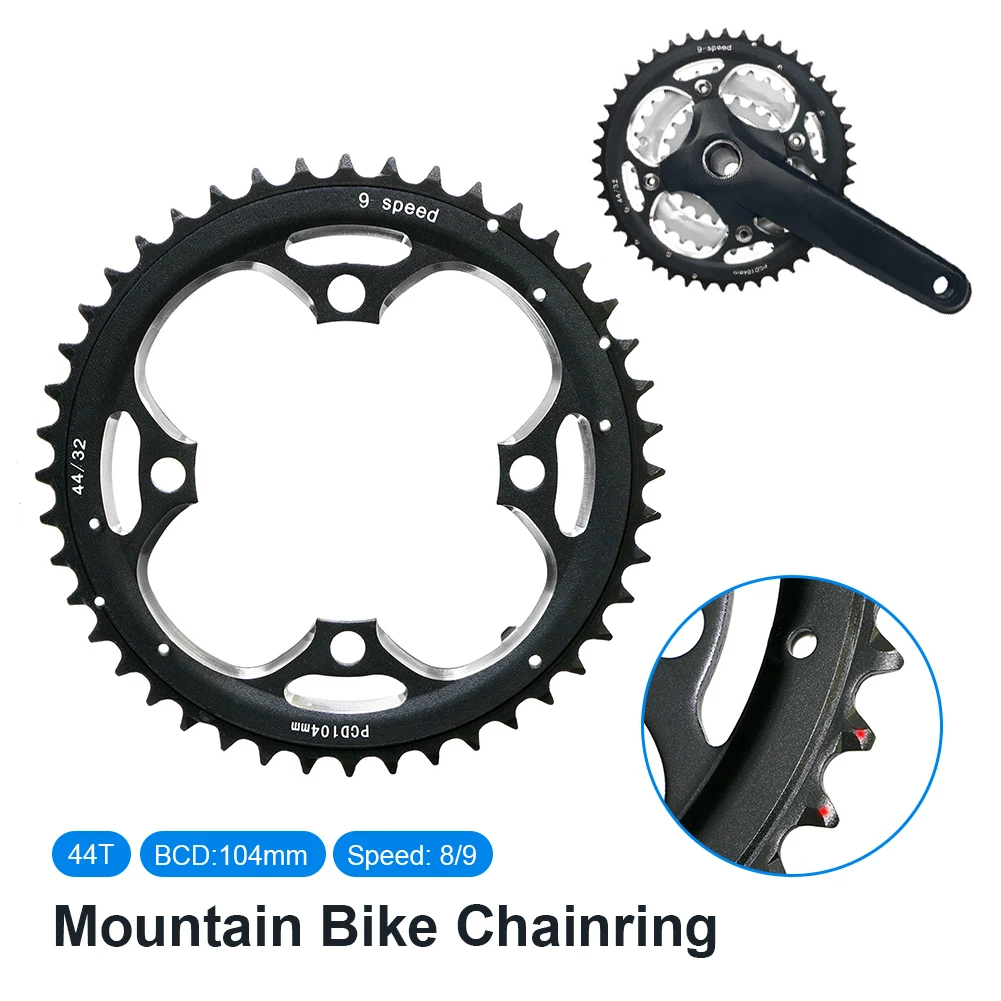 

44T Narrow Wide Chainring 104BCD Round Single Bike Chainring for 8 9 Speed Mountain Bike Road Bike Folding Bike Accessories