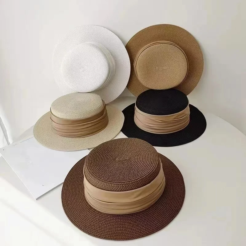 Летняя женская пляжная шляпа-каноте Fedoras с плоским бантом