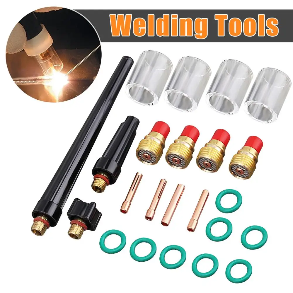 23PCS TIG Welding Torch Collet Gas Lens #10 Pyrex Glass Cup Kit For WP-9/ 20/ 25