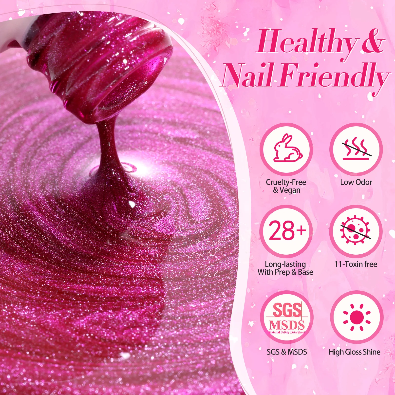 BORN PRETTY 10 мл Розово-красный кот Магнитный гель-лак для ногтей Holos Cats Блестящий