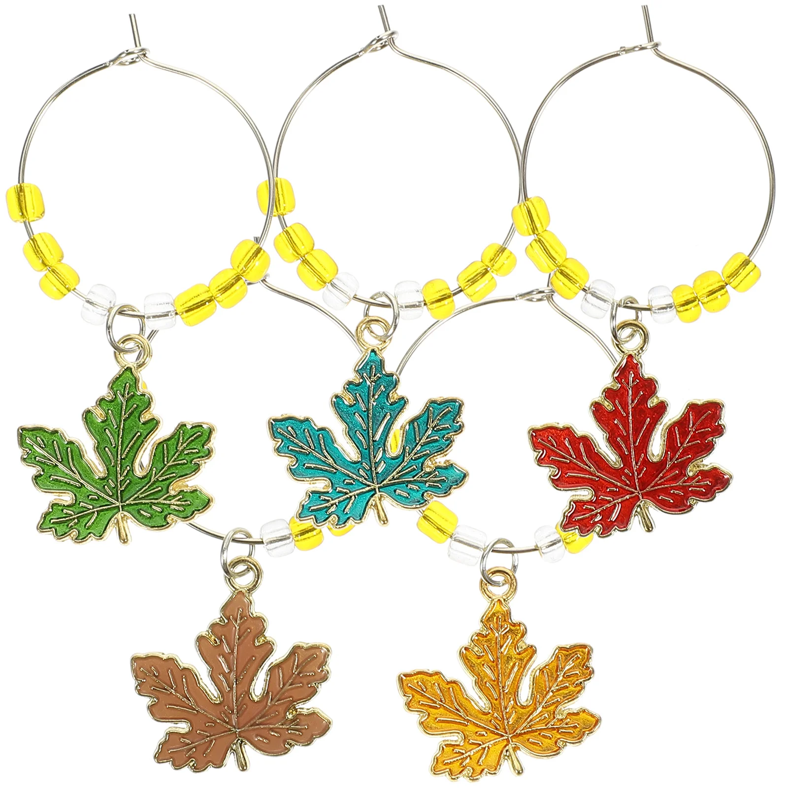 

Glass Charms Fall Drink Markers Leaf Maple Thanksgiving Tags Champagne Cocktail Ring Marker Charm Identifier Leaves Goblets