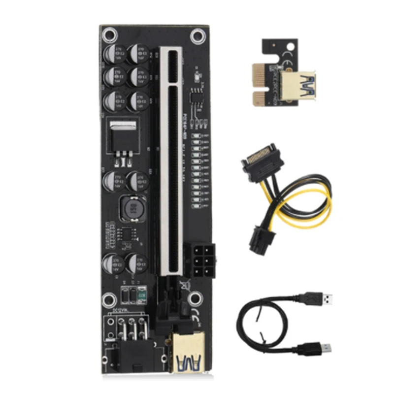 

PCIE Riser 011 V011 Pro PCI-E PCI E экспресс-карта GPU 1X до X16 6Pin кабель адаптера для майнинга биткоинов