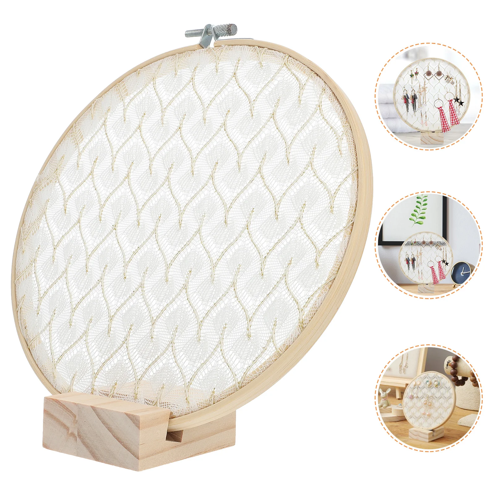 

Solid Wood Jewelry Stand Show Rack Earring Storage Display Holder Vintage Wooden Base