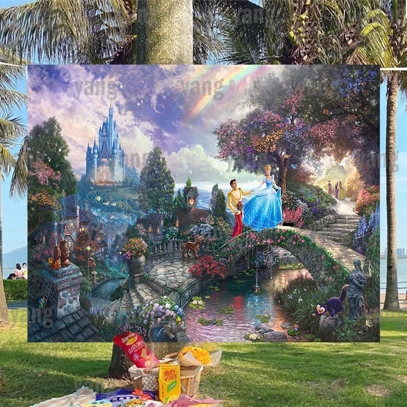 

Cinderella Prince Charming Background Children Birthday Colorful Decoration Party Banner Photography Backdrop Custom Baby Shower