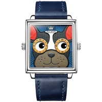 olevs trendy grate quality corium strap watch for men quartz waterproof fashion wristwatch cartoon dog watches