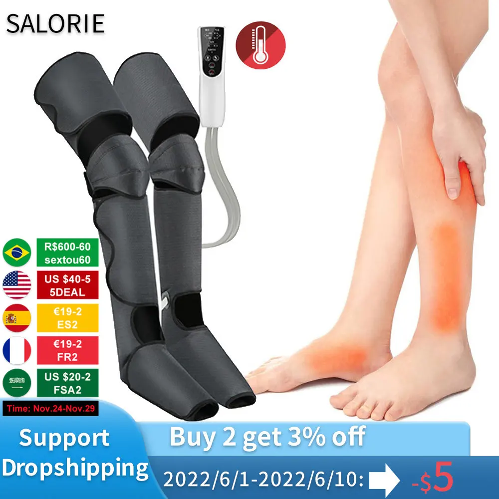 

Air Compression Leg Massager Heating Pressure Circulator Lymphatic Drainage Device Knee Physiotherapy Blood Circulation Massage