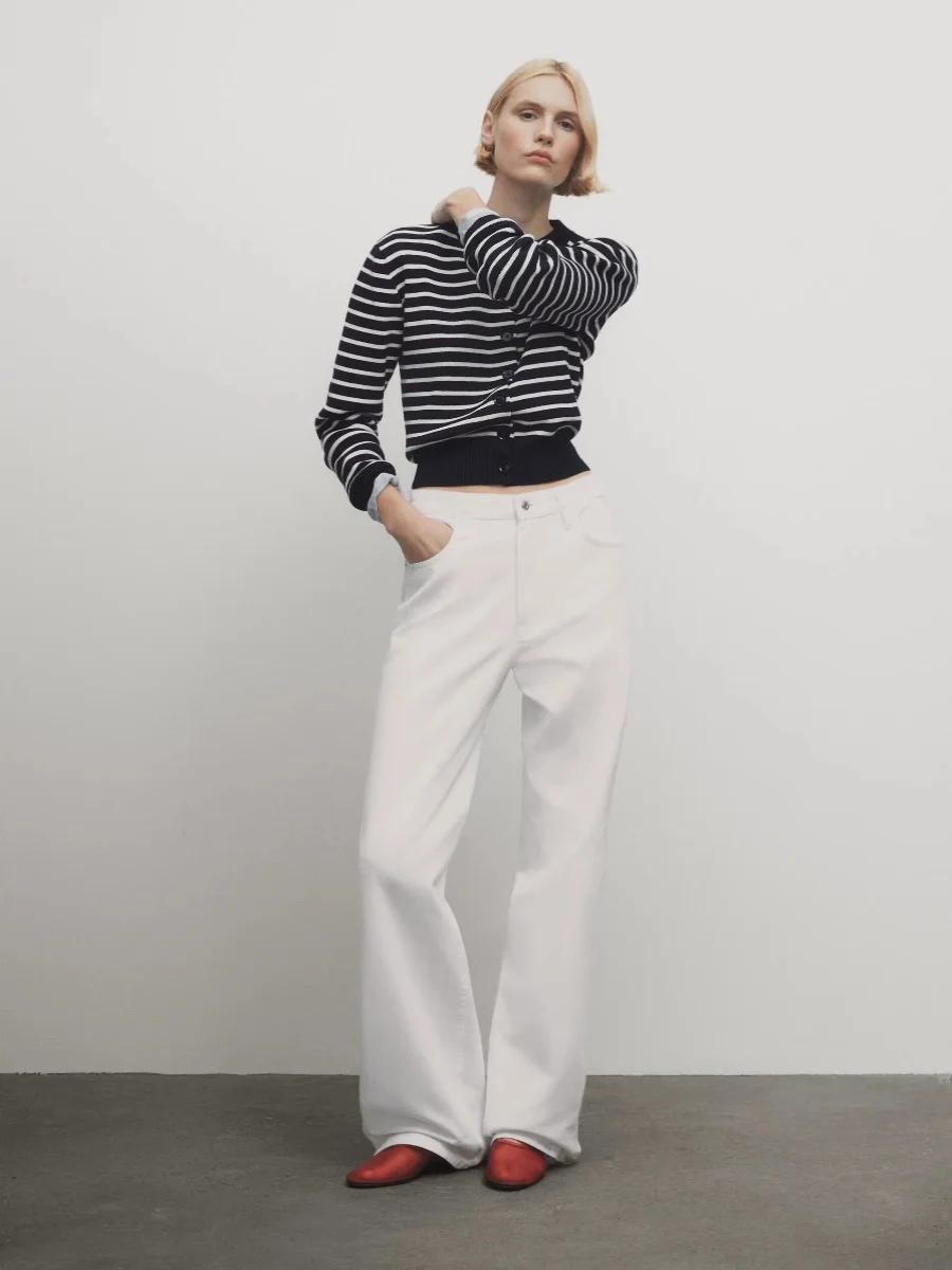 MD Женская одежда Повседневный пригородный свитер в полоску с темпераментом