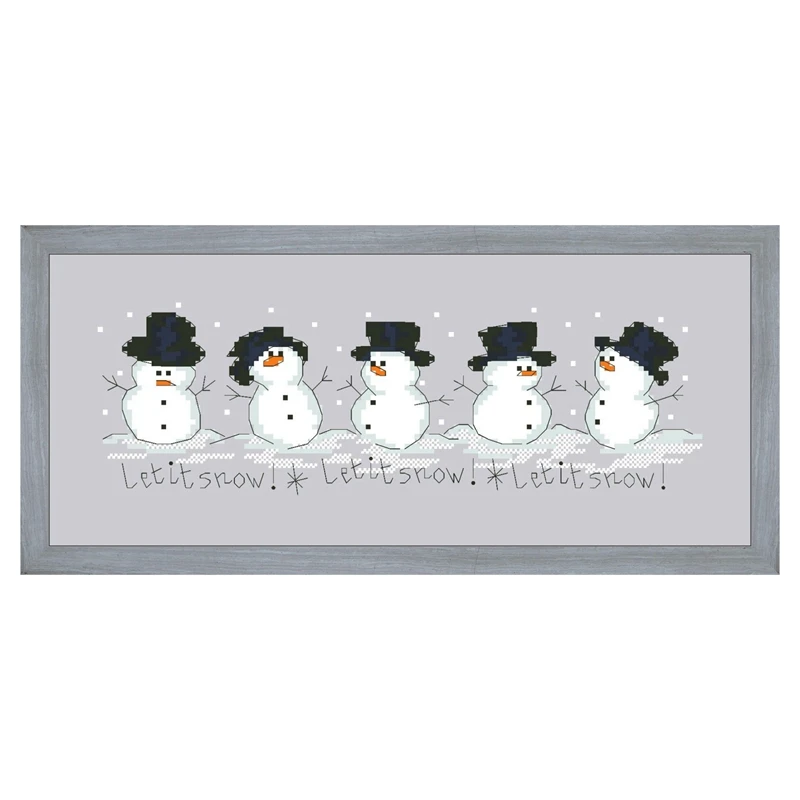 

Let it snow cross stitch kit cartoon winter snowman 14ct silver unprint canvas cotton silk thread embroidery