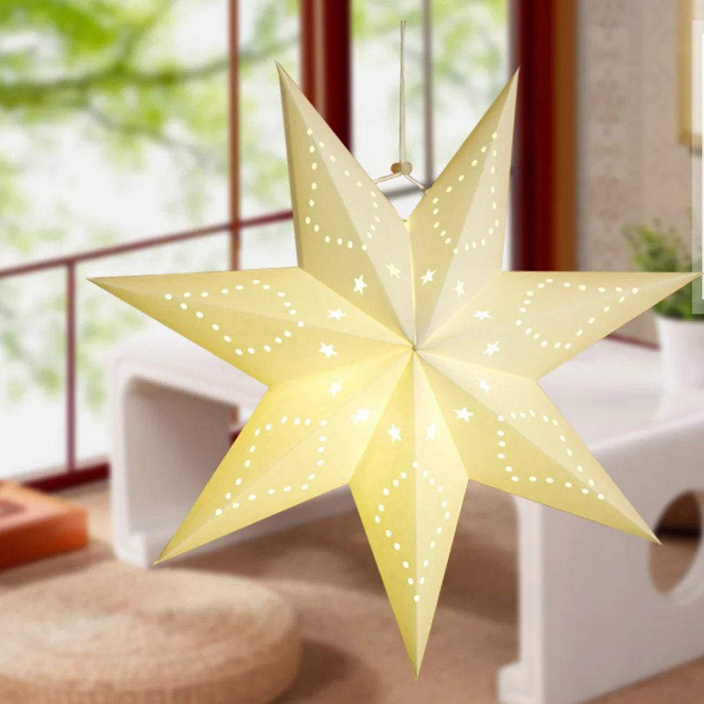 

Paper Star Lamp Shade Hollow out Star Shade 7 Pointed Star Lantern Shade Decorative Pentagram Lamp Fixture Shade Cover for Home
