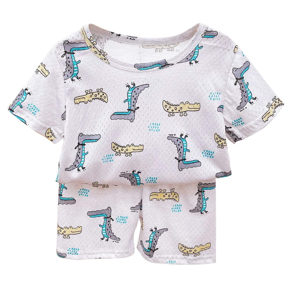 

2 шт., Детские хлопковые пижамы с принтом, футболка и шорты