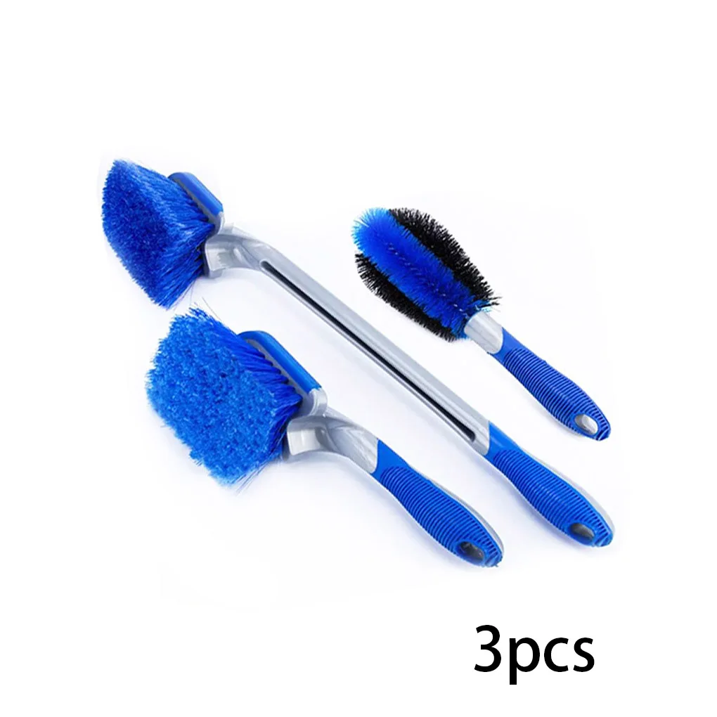 

3 Pieces Car Tire Hub Cleaning Brush Automotive Exterior Scrubber Portable Maintenance Automobile Scrubbing Detailing