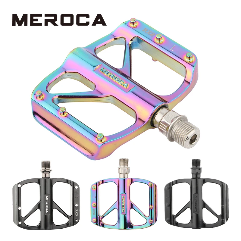 

MEROCA Mountain Bike Flat Pedals Aluminum Alloy Anti-Skid Pedal Sealed DU Bearing Pedal Bicycle Parts