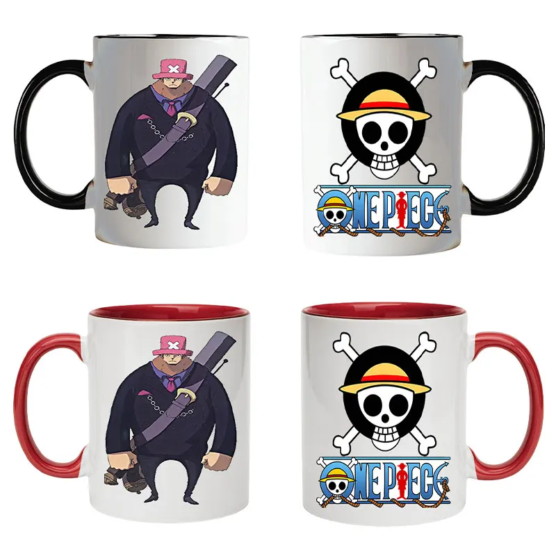 1pc Anime ONE PIECE Cartoon BROOK Tony Chopper Ceramic Mug Sanji Kawaii Ctue New Year Christmas gifts for friends and family
