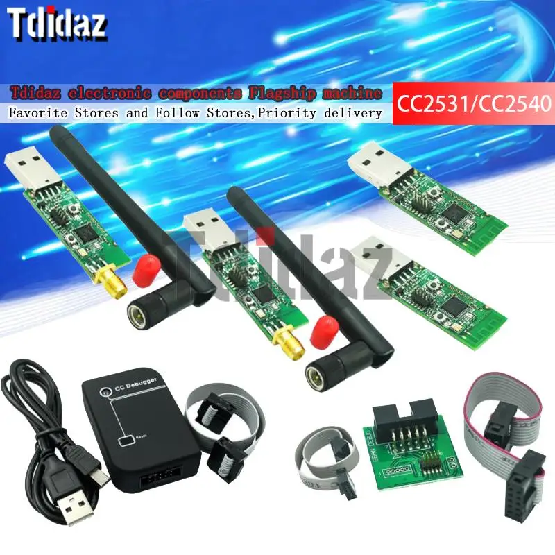 

CC2531 Zigbee Emulator CC-Debugger USB Programmer CC2540 CC2531 Sniffer with antenna Bluetooth Module Connector Downloader Cable