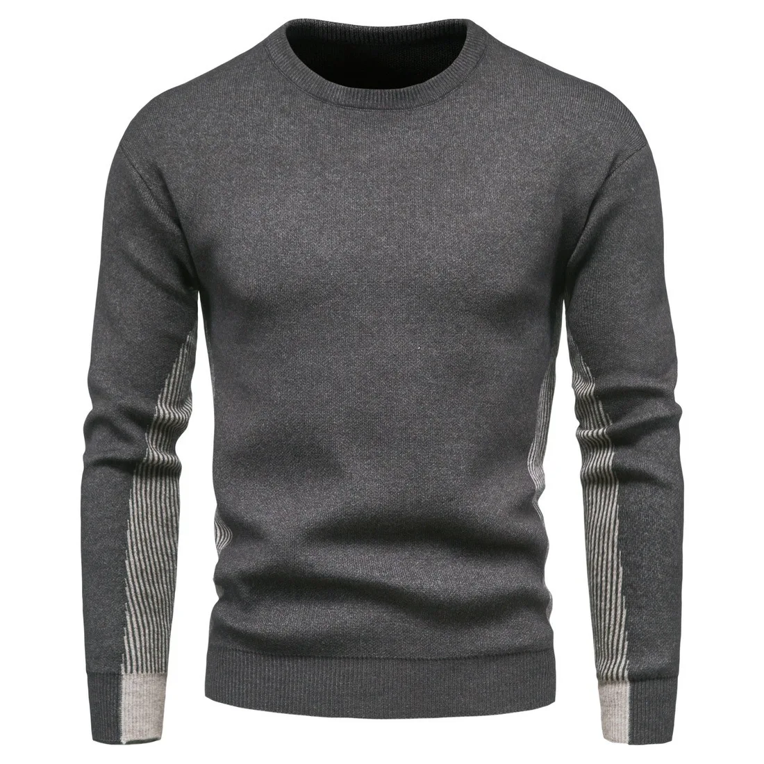 Sweater Men's New Spring and Autumn 2023 Men's Knit Tops Round Neck Color Contrast Sweater Bottoming Shirt Pullover Sweatshirt