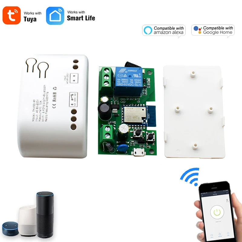 

Tuya Smart WIFI SWITCH Module 5V 12V 24V 220V RF 433 Radio Motor Remote Control Inching 10A Relay Timer for Alexa Google Home