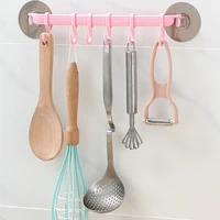 3 colors strong suction cup kitchen wall hanging 6 hooks creative corner bathroom pp nail free seamless hanger coat hook