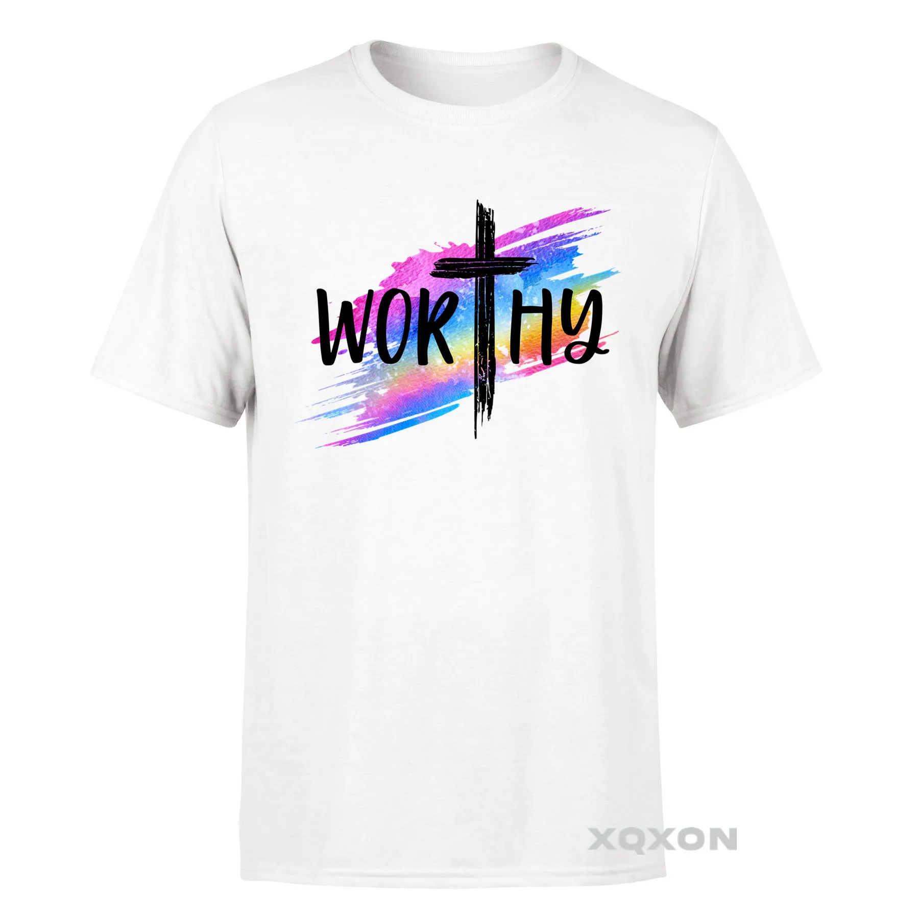 

2022 Summer New Man T Shirts Tops Tee High Quality Cotton Christian Bible Verses Graphic Worthy Men Women T-shirt
