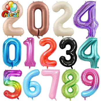 40 인치 큰 호일 생일 풍선 헬륨 번호 풍선 0-9, 생일 축하 웨딩 파티 장식 샤워 대형 피규어 글로브