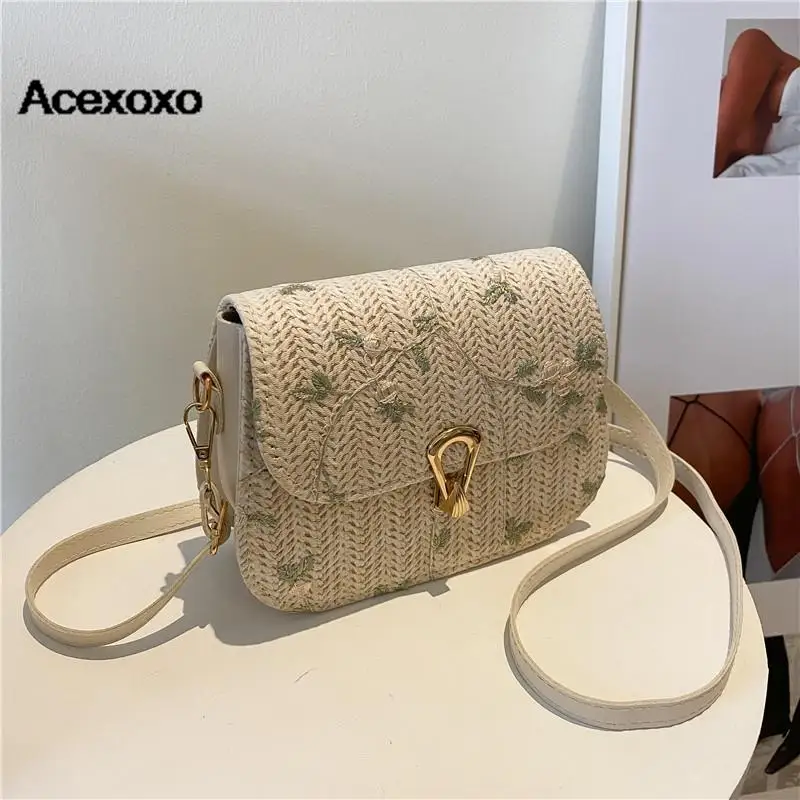 

New little fresh lace flower Braided saddle bag All-in-one crossbody bag