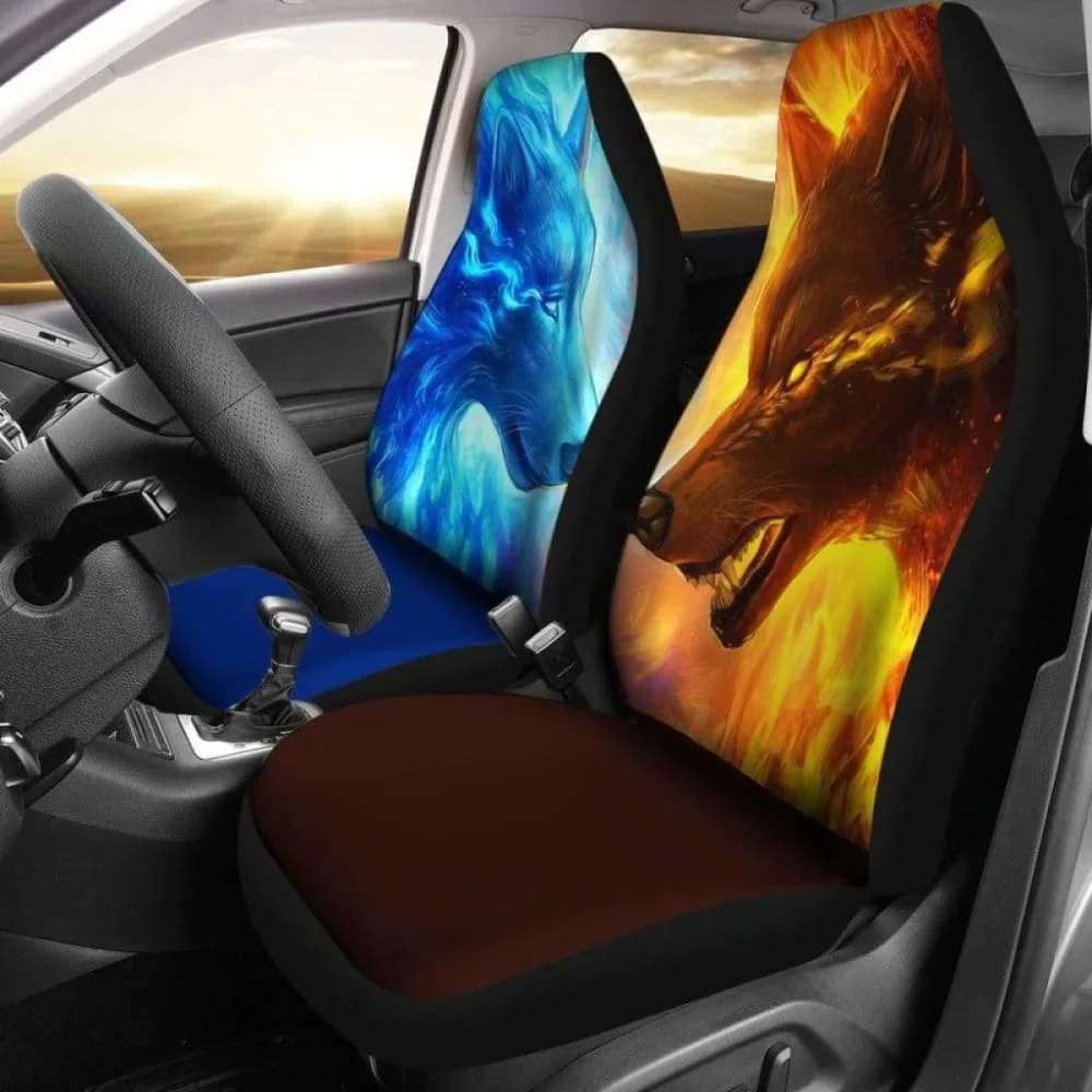 

Wolves Fire And Ice Car Seat Covers 200904,Pack of Front Seat Cover