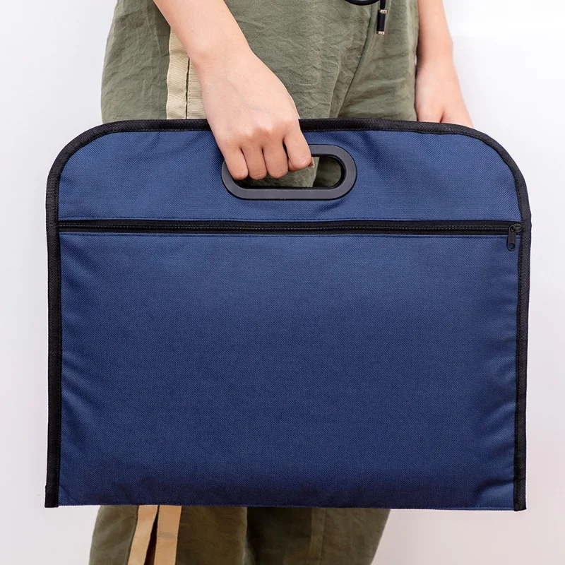 

Waterproof Zipper Oxford Cloth Pocket Folder Bag A4 Portable Notebook Organizer Large Handbag Document Bag Office Supplies