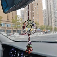 7 chakra tree of life ornaments chakra ornament hanging pendant stone healing handmade bag car wheel interior car crystal w1b3