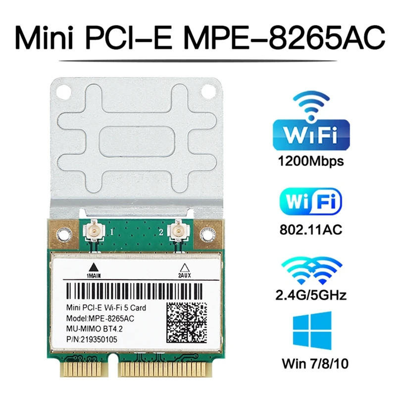 MPE-8265AC Беспроводная половинная мини PCI-E Wi-Fi карта Wifi 5 Двухдиапазонная 802.11AC 2 4 ГГц