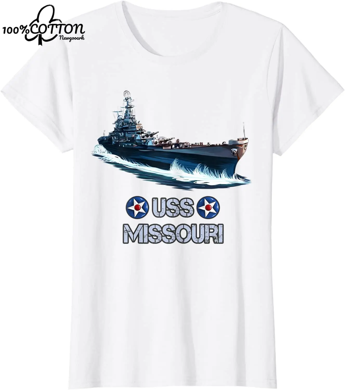 Футболка с военным кораблем Второй мировой войны Миссури. Хлопковая футболка