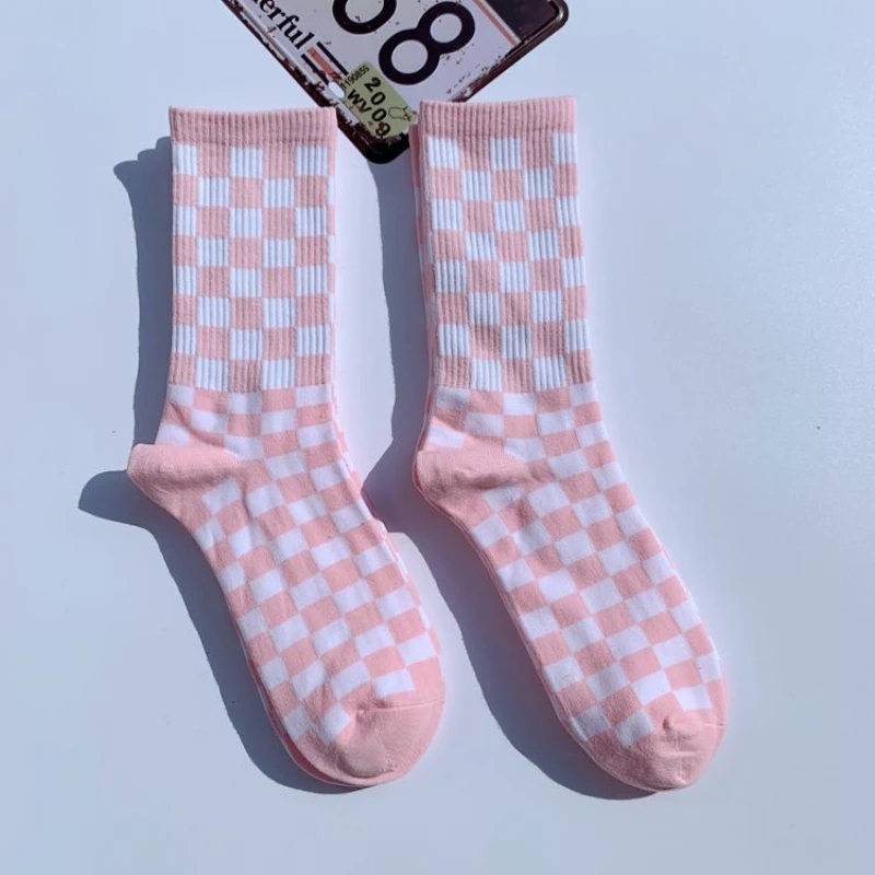 Socks Women Autumn Winter New Net Red Ins Wind Female Checkerboard Fashion Socks Plaid Socks