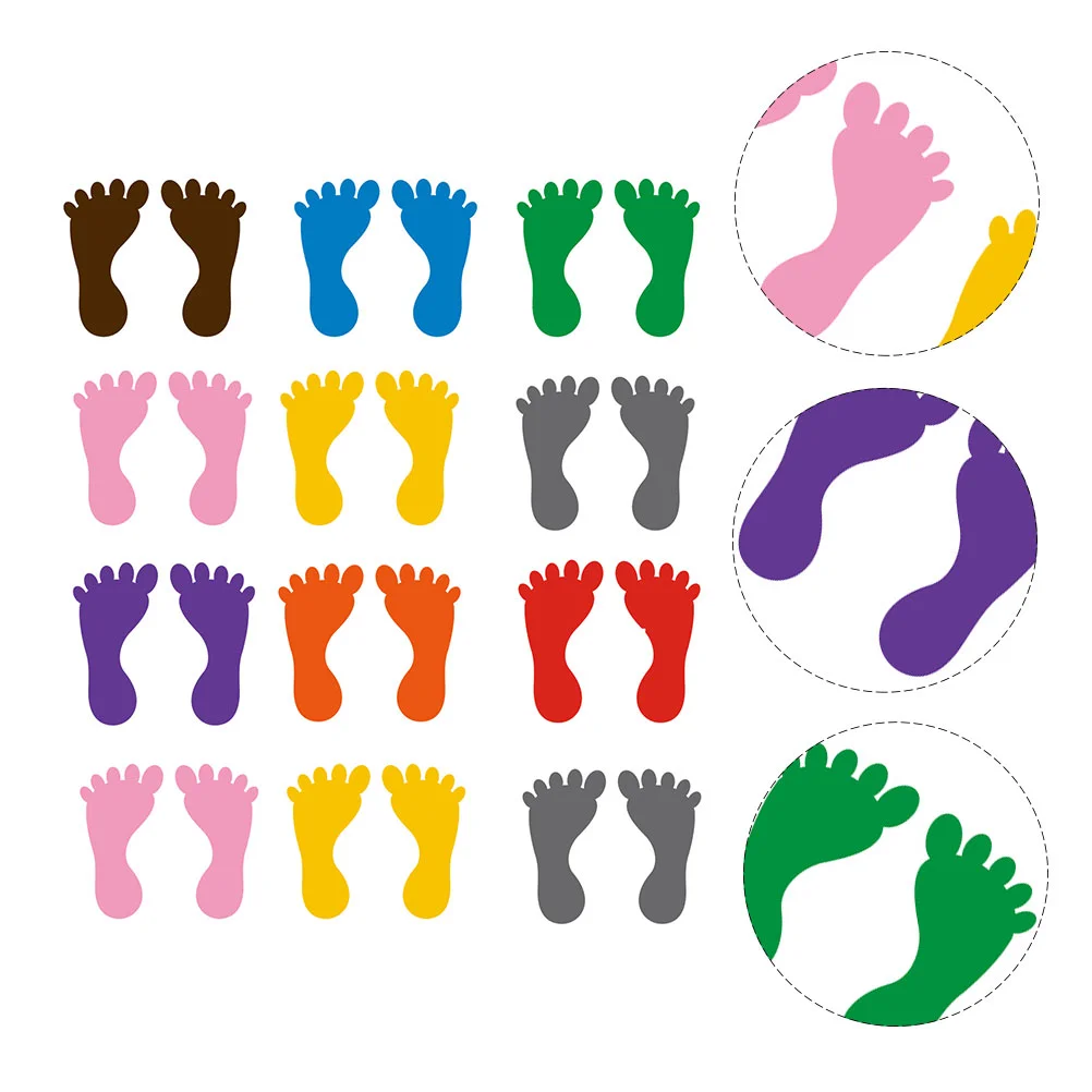 

12 Pairs Footprint Stickers PVC Stair Decor Decorative Decals Cartoon Sensory Waterproof Kids Floor Wall