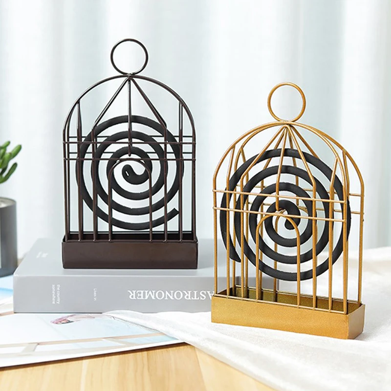 

Nordic Style Birdcage Shape Summer Day Iron Mosquito Repellent Incenses Rack Plate Home Decoration Creative Mosquito Coil Holder