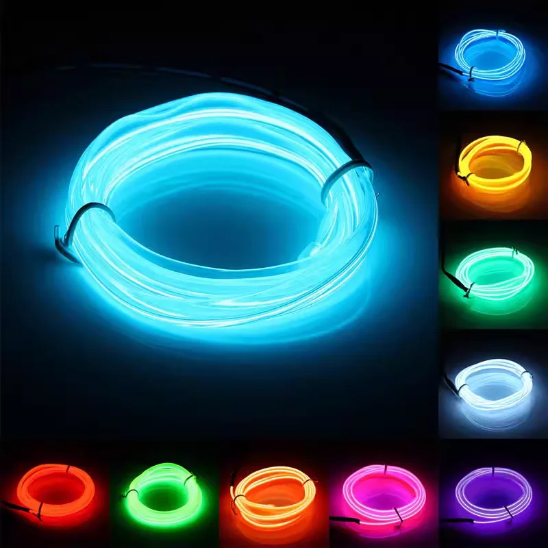 

1m Car Interior Atmosphere Lighting LED Strip DIY Flexible EL Cold Light Line Tube Auto Decor Ambient Lamp Wiring Neon Strips