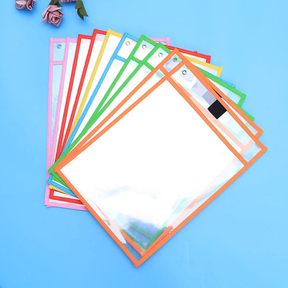 

30 Pcs Resuable Pockets Dry Erase Pocket Sleeves Clear Sleeves Double Needle Dry Erase Sleeves Write Wipe Pockets
