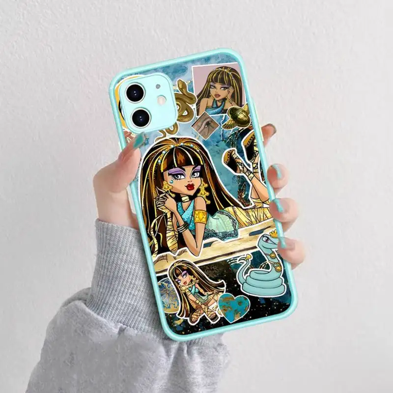 M-MonsterS Cartoon H-HighS Phone Case for iPhone 14 11 12 13 Mini Pro Max 8 7 Plus X XR XS MAX Translucent Matte Cover