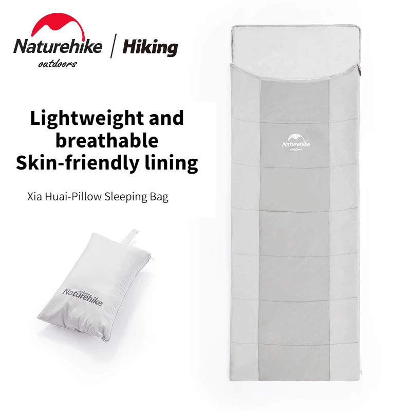 

Naturehike 14℃~7℃ Envelope Sleeping Bag Summer Cotton Spliceable Style With Pillow Sleeping Bag Ultralight 820g Thin Quilt